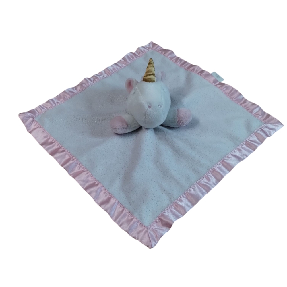 Cloud Island Unicorn Lovey Sparkly Security Blanket White Pink Embroidered Eyes